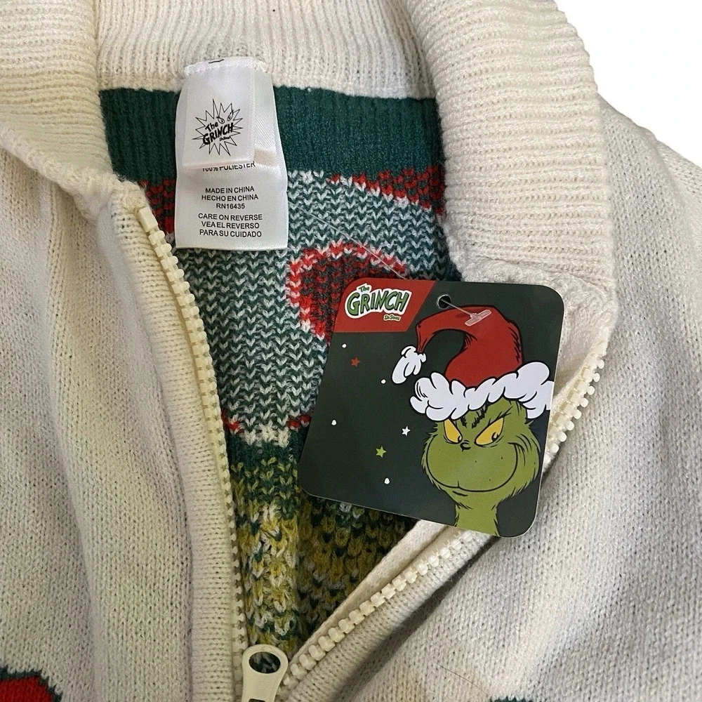 The Grinch‎ Full Zip Cardigan Size 2T Christmas Ugly Sweater Toddler Child
